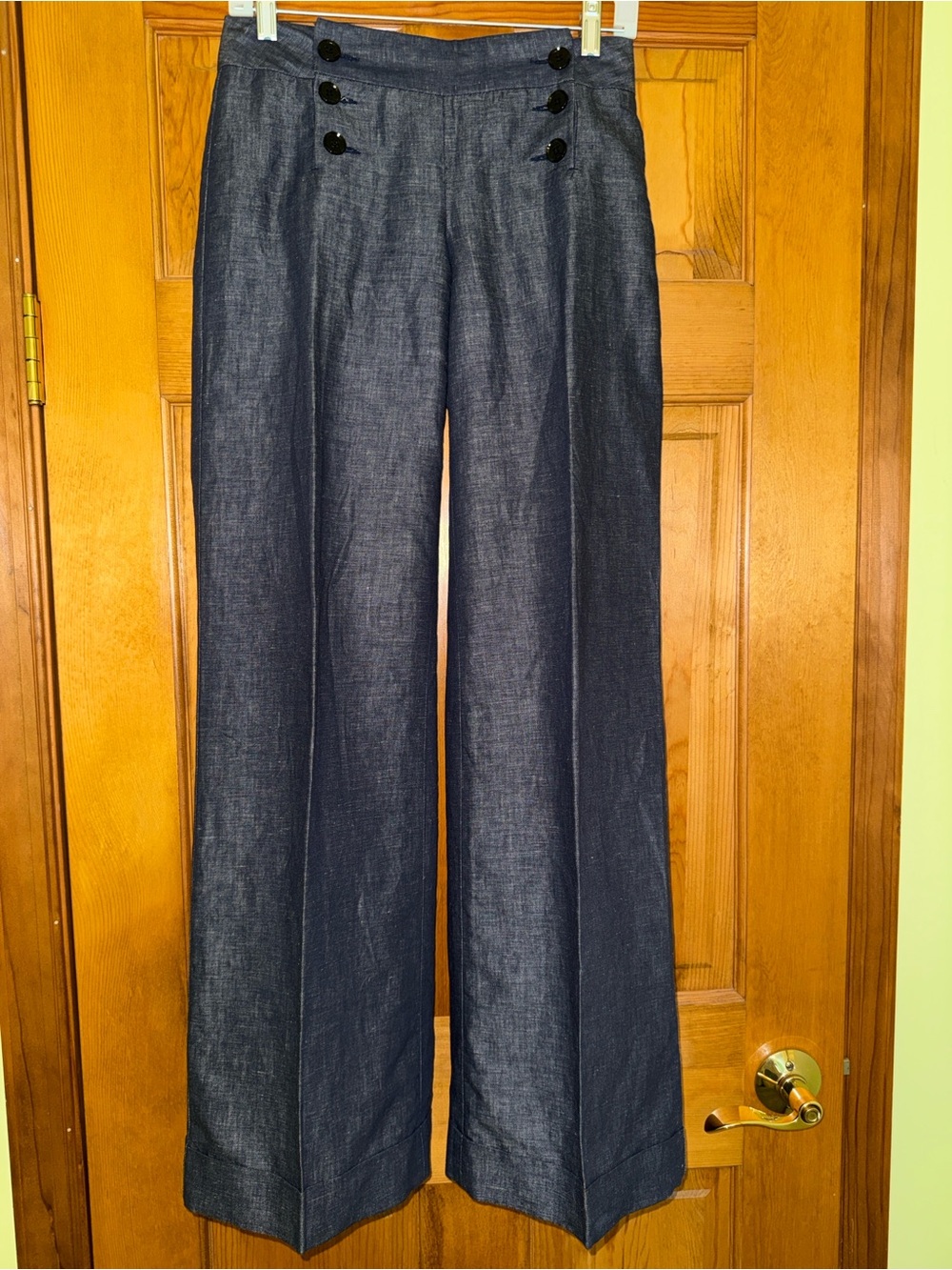 Mid-Waist Wide Leg Sailor Pants in Dark Denim